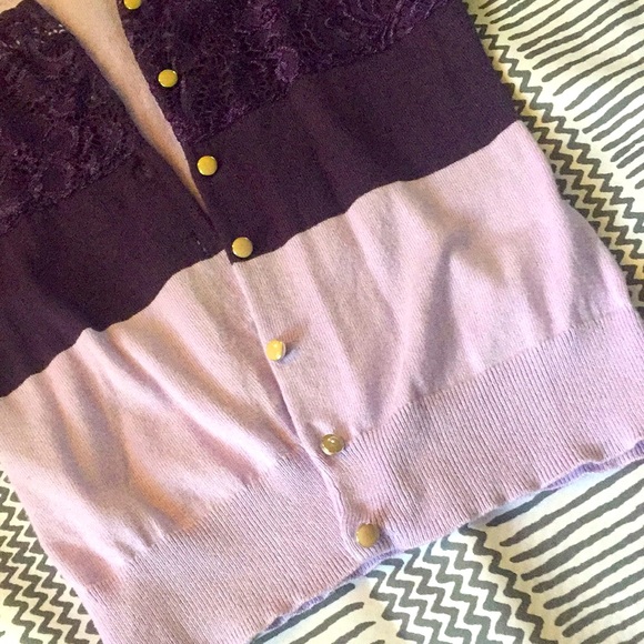 New York & Co purple 3/4 sleeve cardigan - Picture 4 of 8